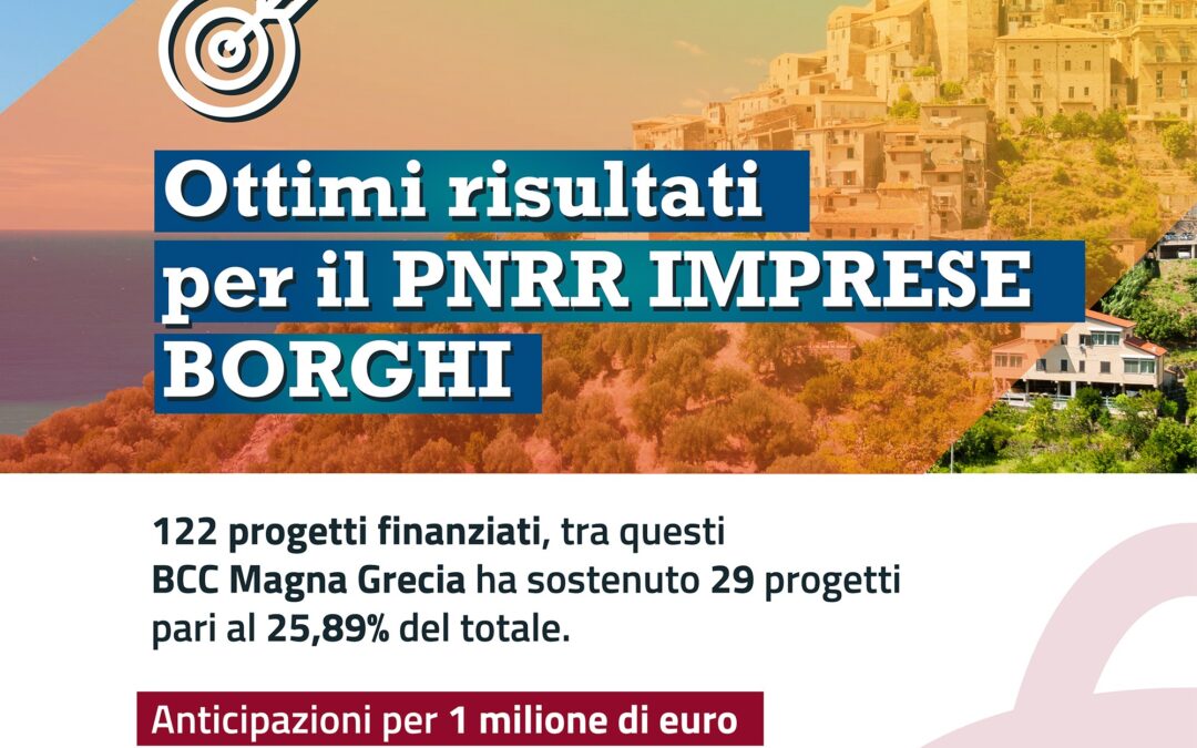 PNRR IMPRESE BORGHI: BCC Magna Grecia protagonista della rigenerazione dei territori