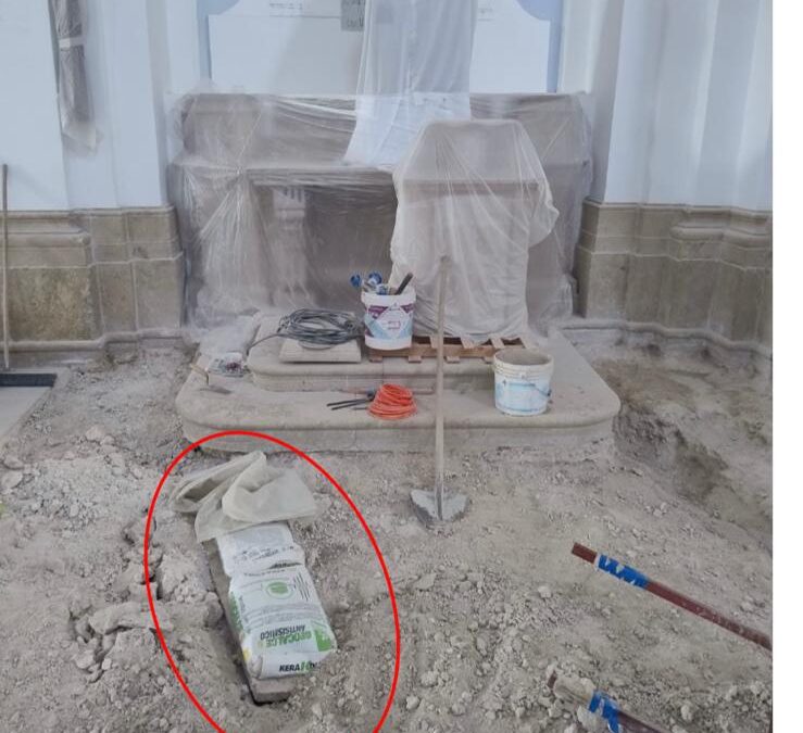 Chiesa Santa Croce di Palomonte, interventi di sicurezza sismica, rinvenuata una tomba di una suora